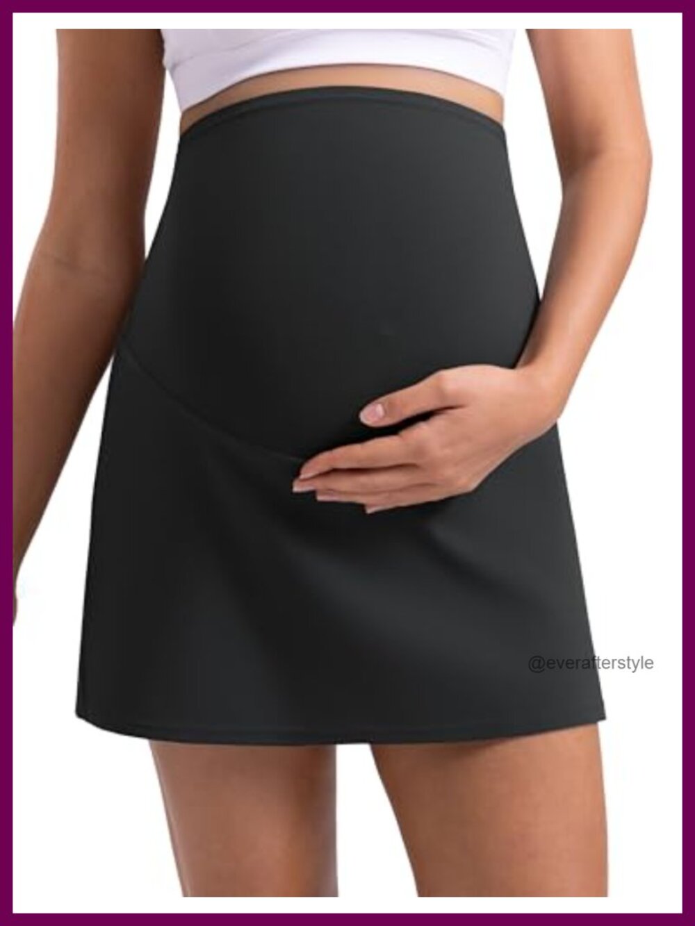 Maternity A-Line Tennis Golf Skirt with Built-In Shorts & Pockets High Waist